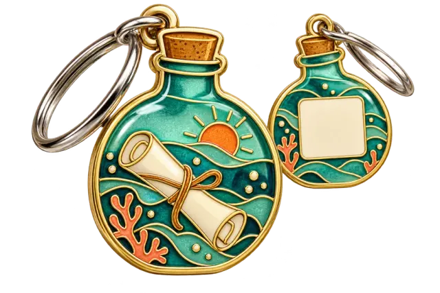 Enamel message-bottle charm